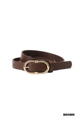 Brown belt with gold buckle on a white background