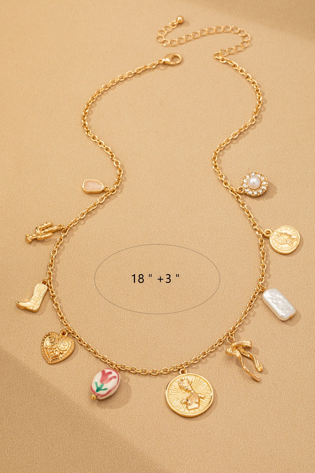 The gold-tone finish has real warmth to it, and because it's gold plated stainless steel, it holds up to everyday wear instead of hiding in a drawer for special occasions. The adjustable chain means you can drop it longer for layering or keep it closer to the collar.