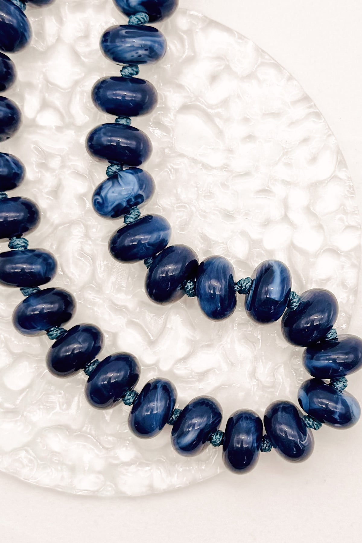 Colorful Bead Bold Bauble Necklace in Dark Navy Blue