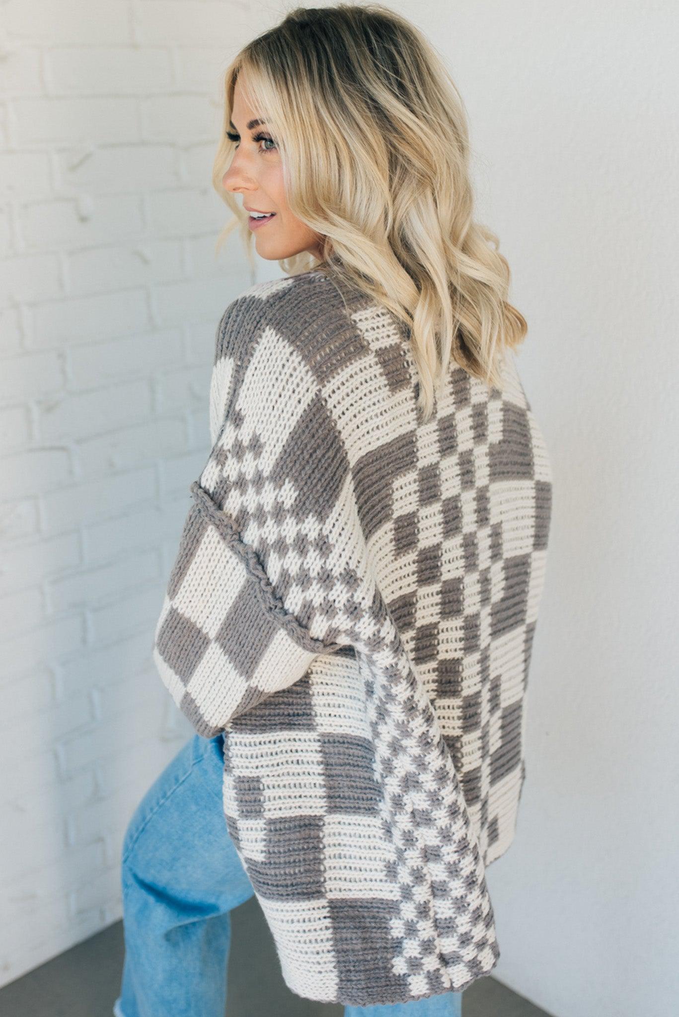 Chunky Mix Check Cardigan