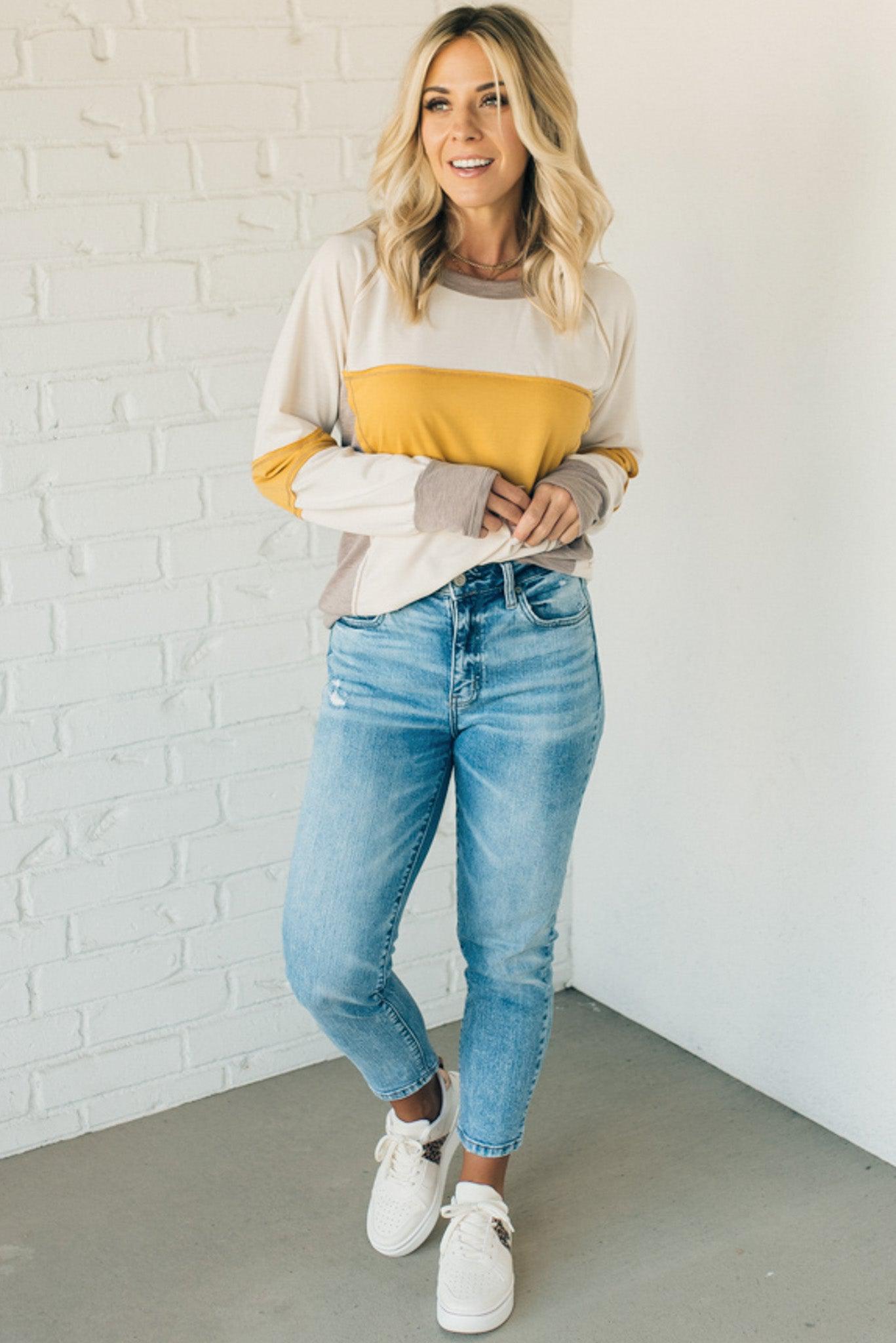 Exposed Seam Colorblock Top