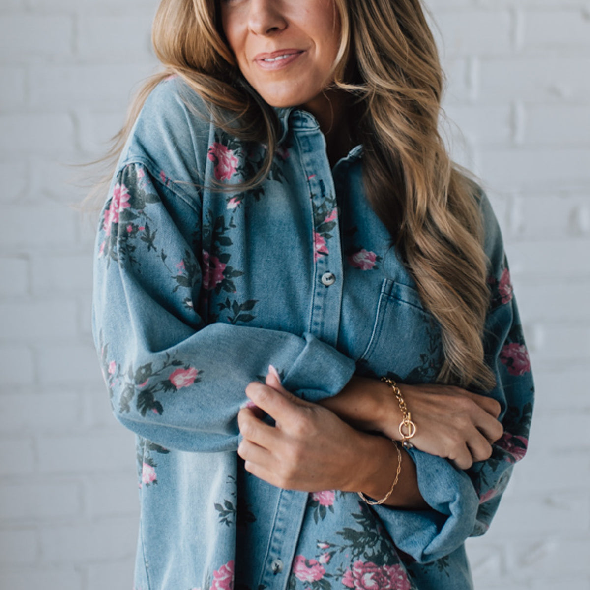 Floral Print Denim Top RubyClaire Boutique Floral Print Denim Top RubyClaire Boutique