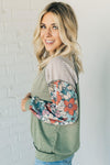 Floral and Lace Ribbed Top