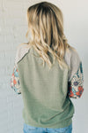 Floral and Lace Ribbed Top