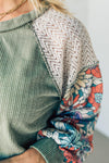 Floral and Lace Ribbed Top