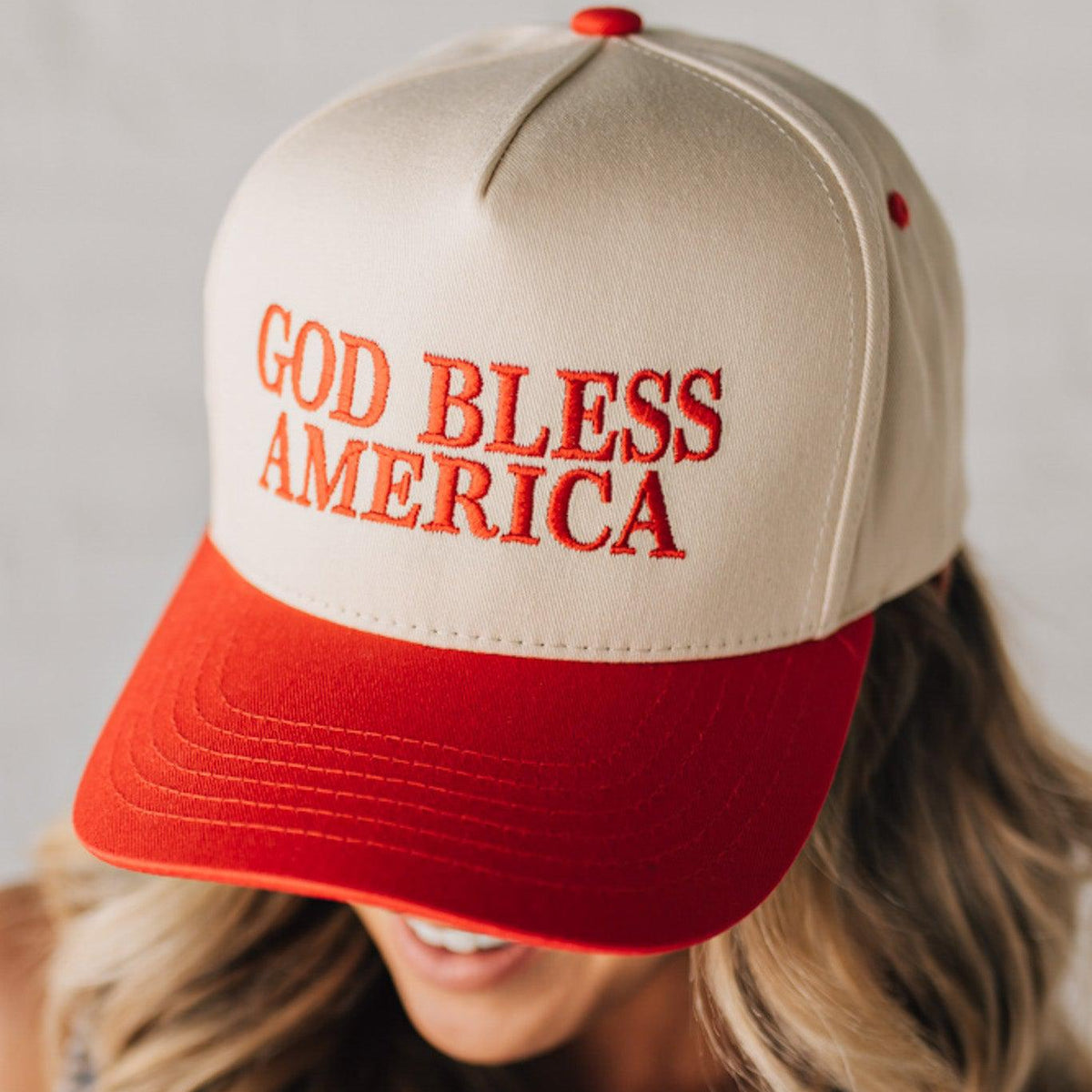 Custom Patriotic Western Hat- God Bless America God Bless America Unisex Trucker Hat - Black & Dark Gray  main image 3