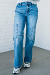 Heather Mid Rise Cargo Jeans