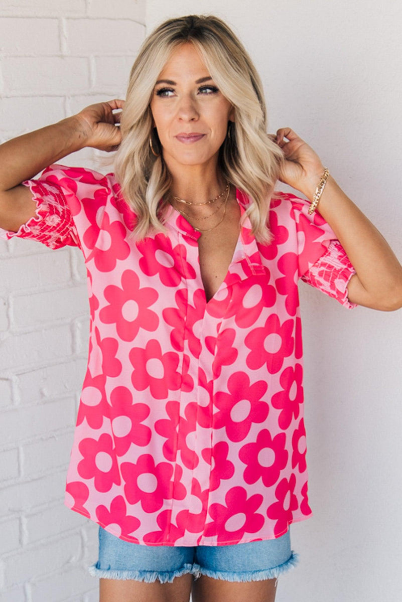 Hot Daisy Puff Sleeve Blouse – RubyClaire Boutique