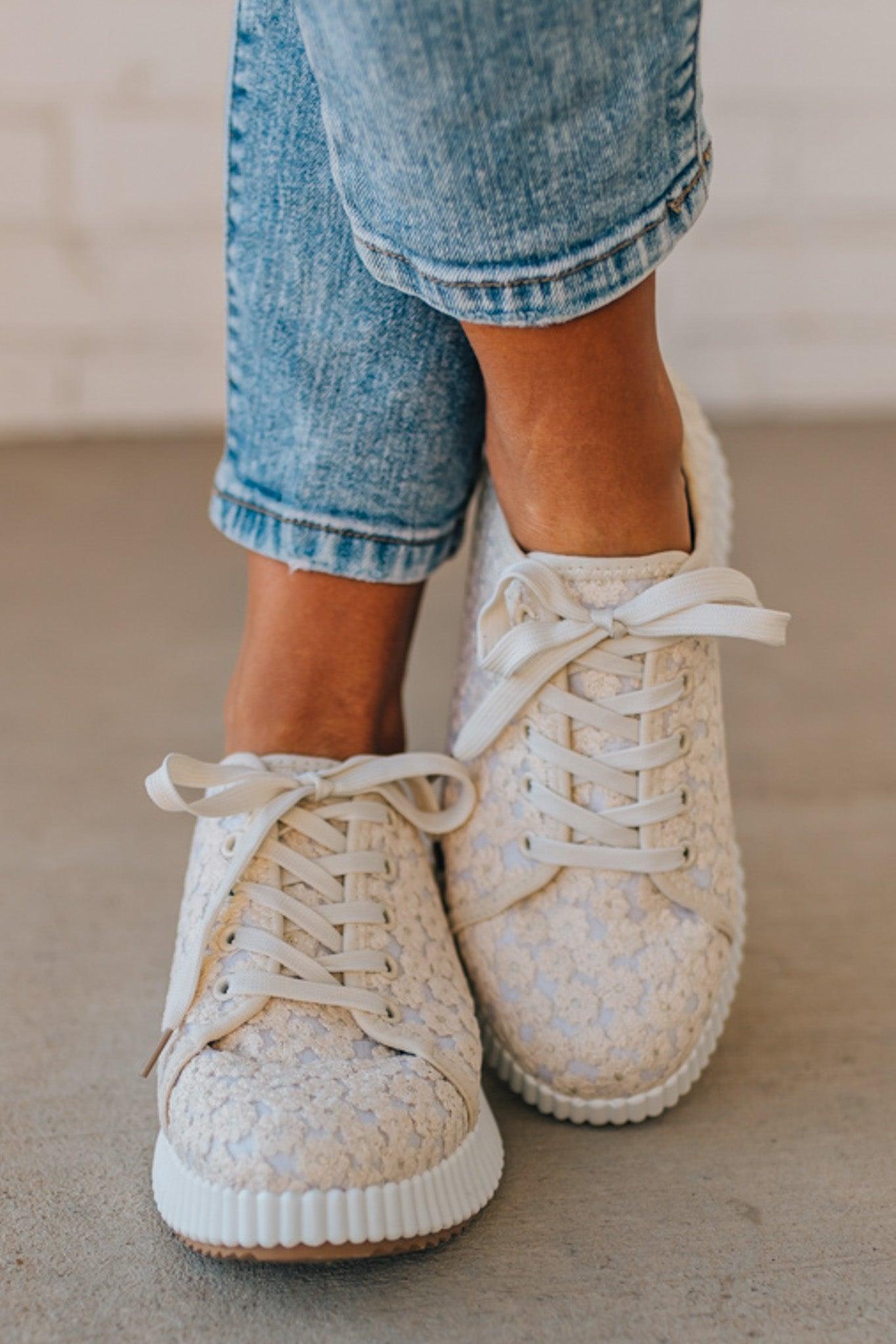 Ivory Crochet Lace Platform Sneaker