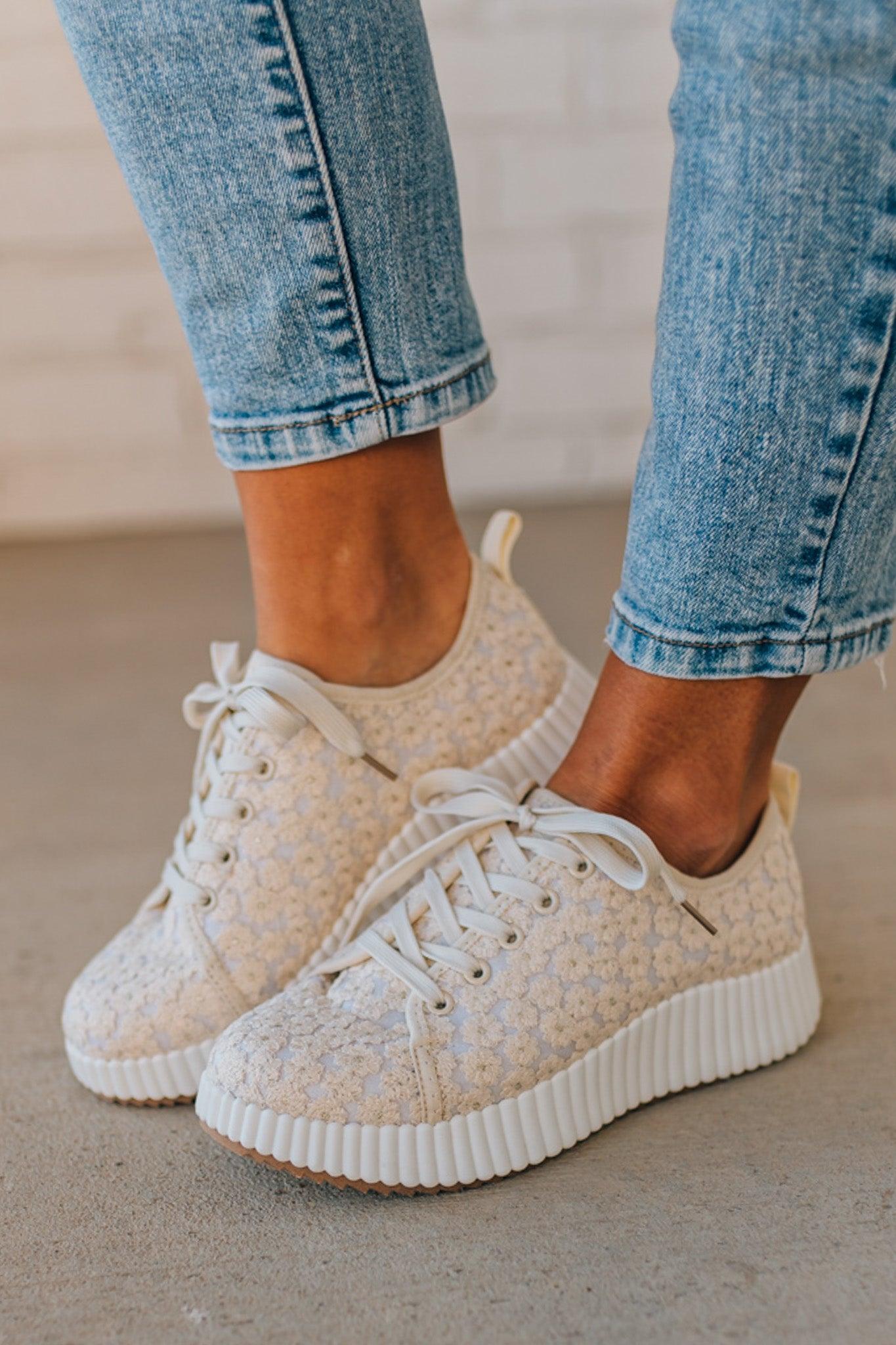 Ivory Crochet Lace Platform Sneaker