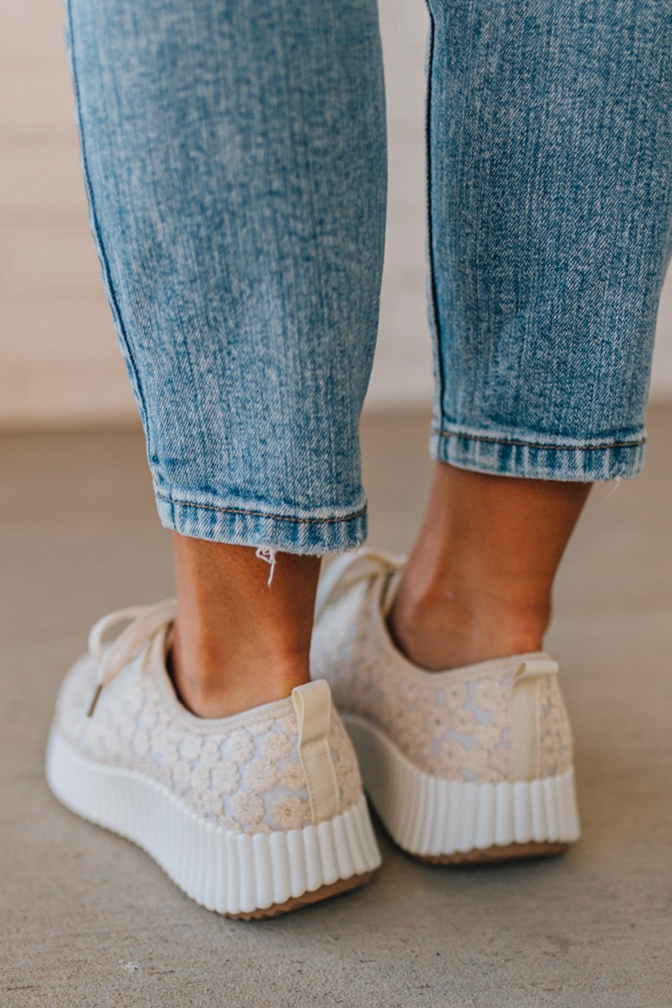 Ivory Crochet Lace Platform Sneaker