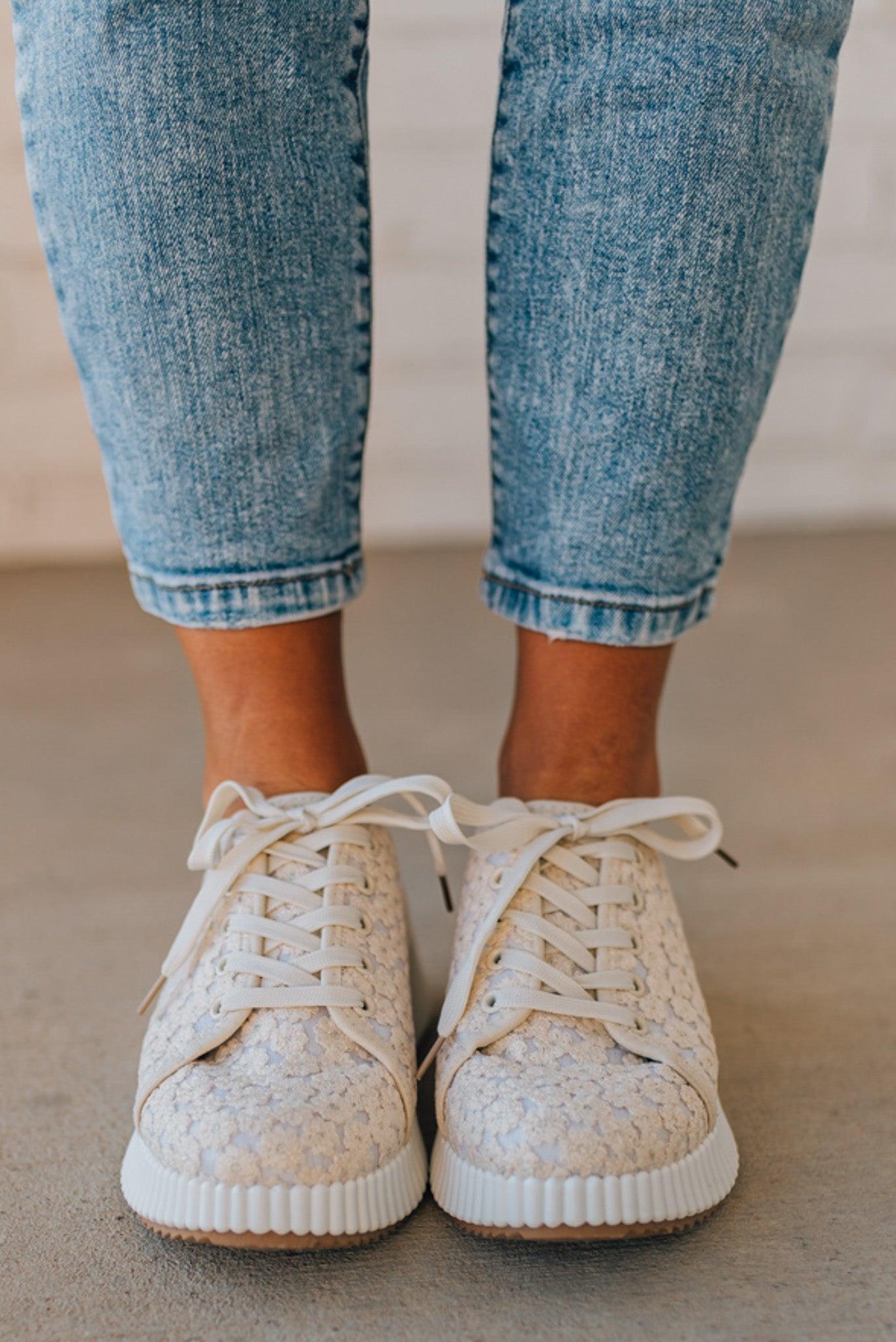 Ivory Crochet Lace Platform Sneaker