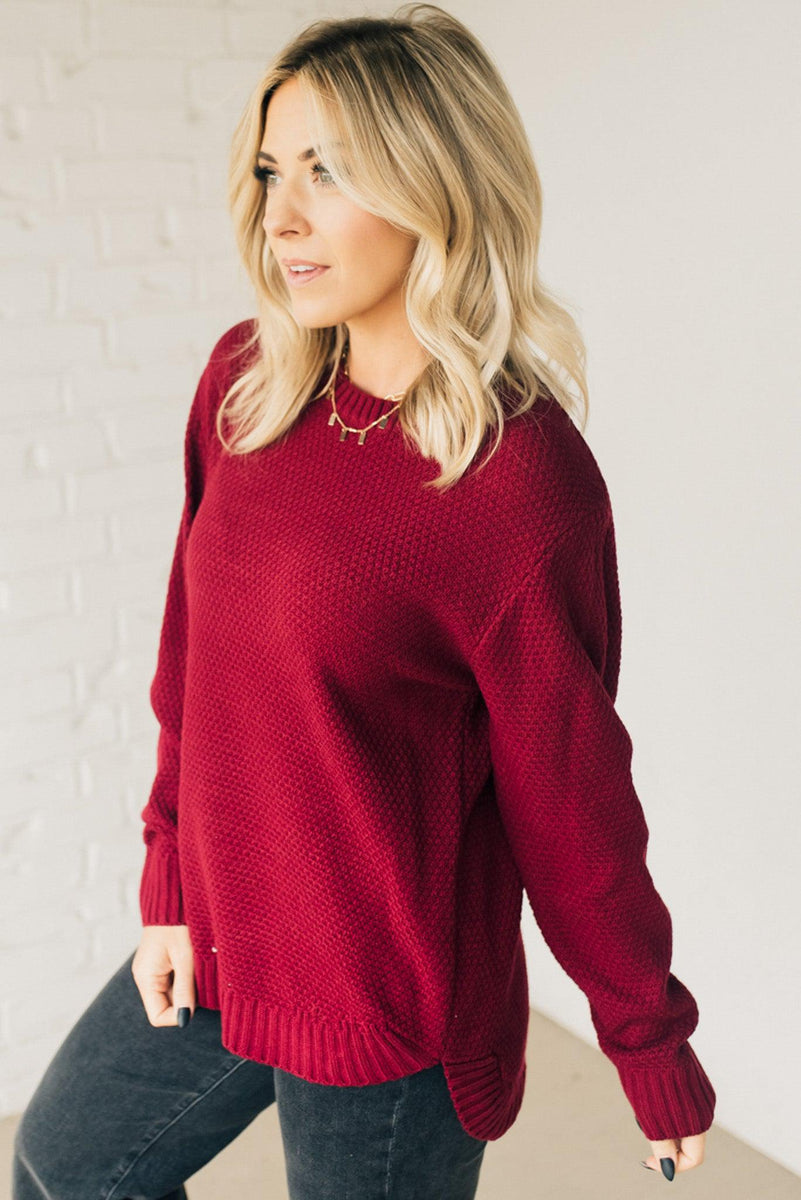 Lightweight Waffle Sweater – RubyClaire Boutique