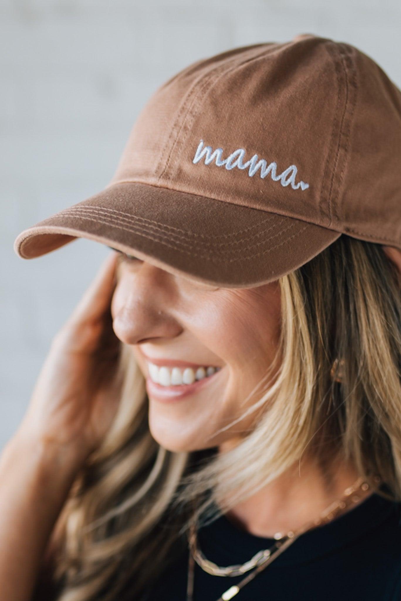 Blonde Woman Wearing a Mama Letters Embroidered Letters Baseball Cap