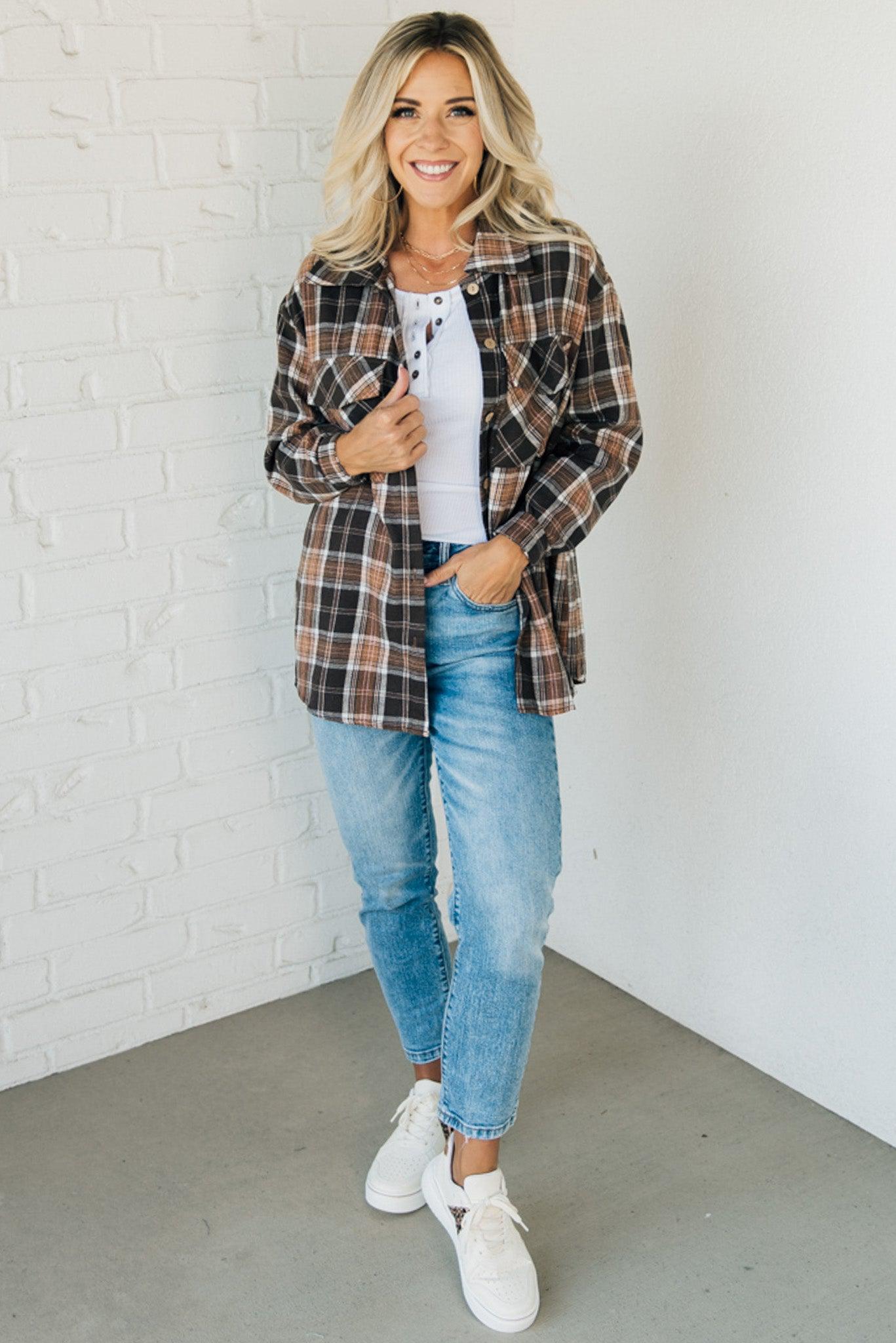 Plaid to Meet You Button Front Top