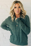Ribbed Placket Stretch Sweater
