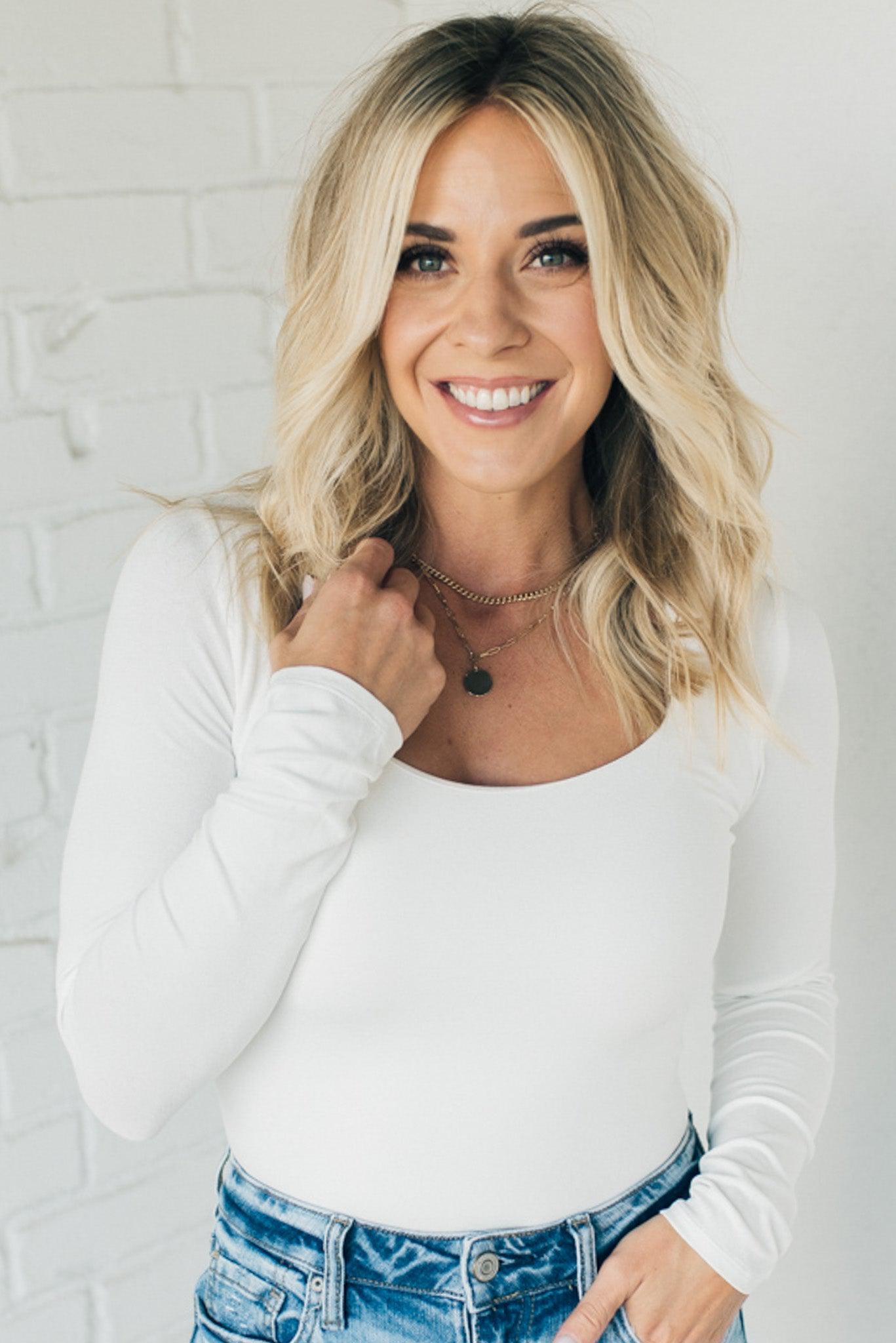 Scoop Neck Long Sleeve Bodysuit
