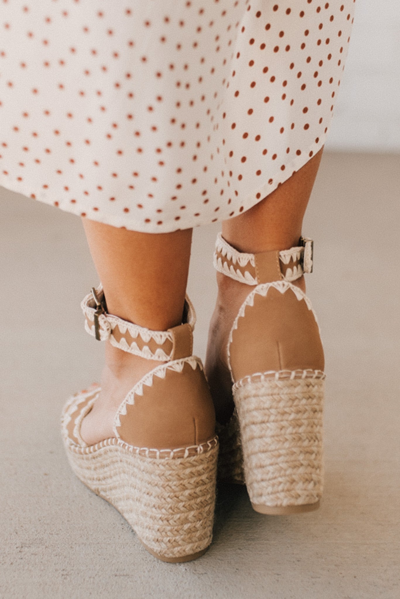 Camel and Cream Espadrille Slide with Embroidered Straps