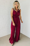 Split Side Wide Leg Satin Jumpsuit