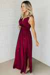 Split Side Wide Leg Satin Jumpsuit