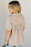 Sydney Washed Linen Collar Top