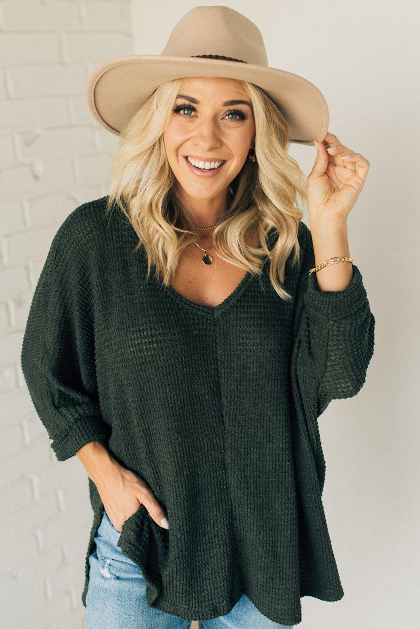 Textured Knit Dolman Sweater