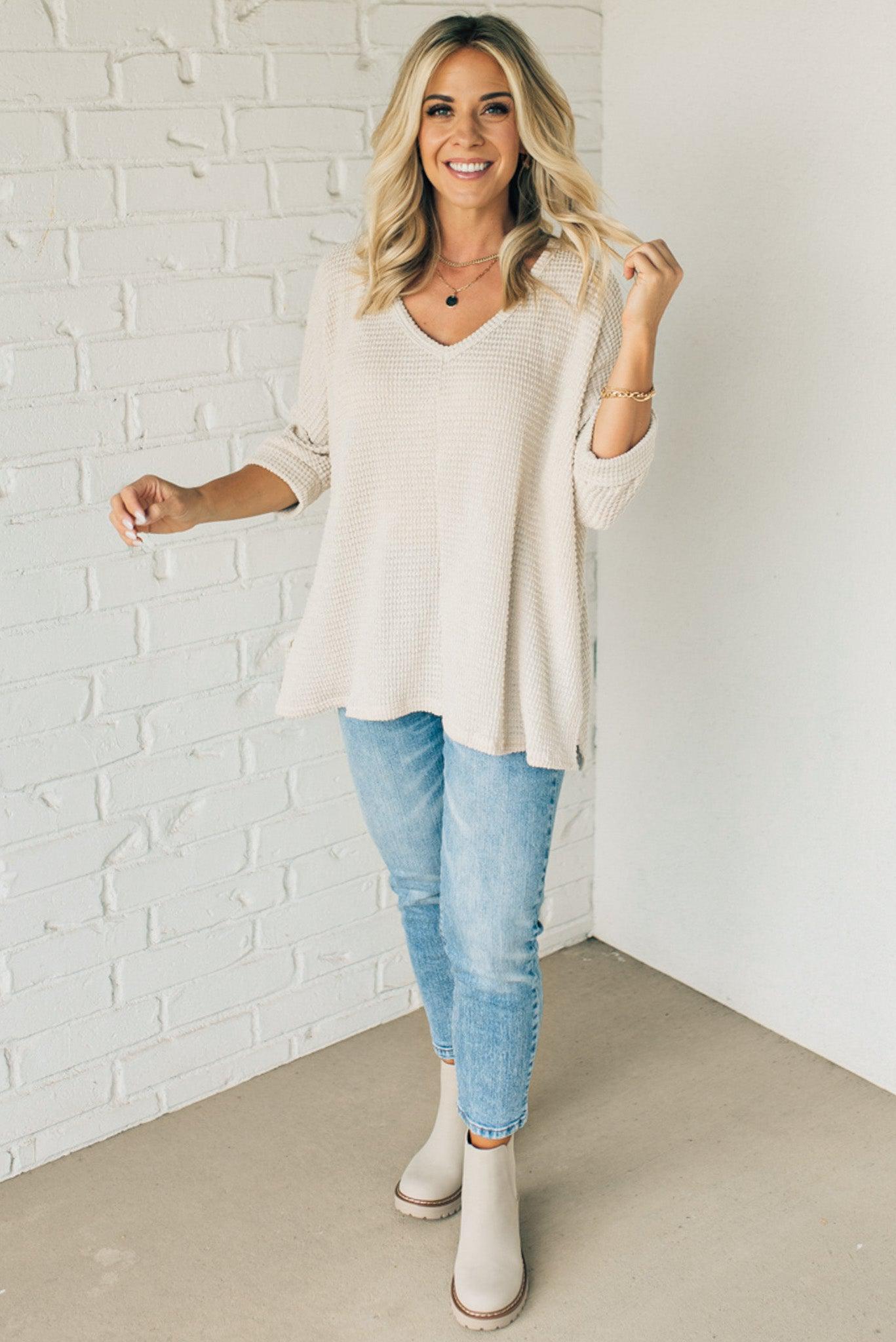 Textured Knit Dolman Sweater
