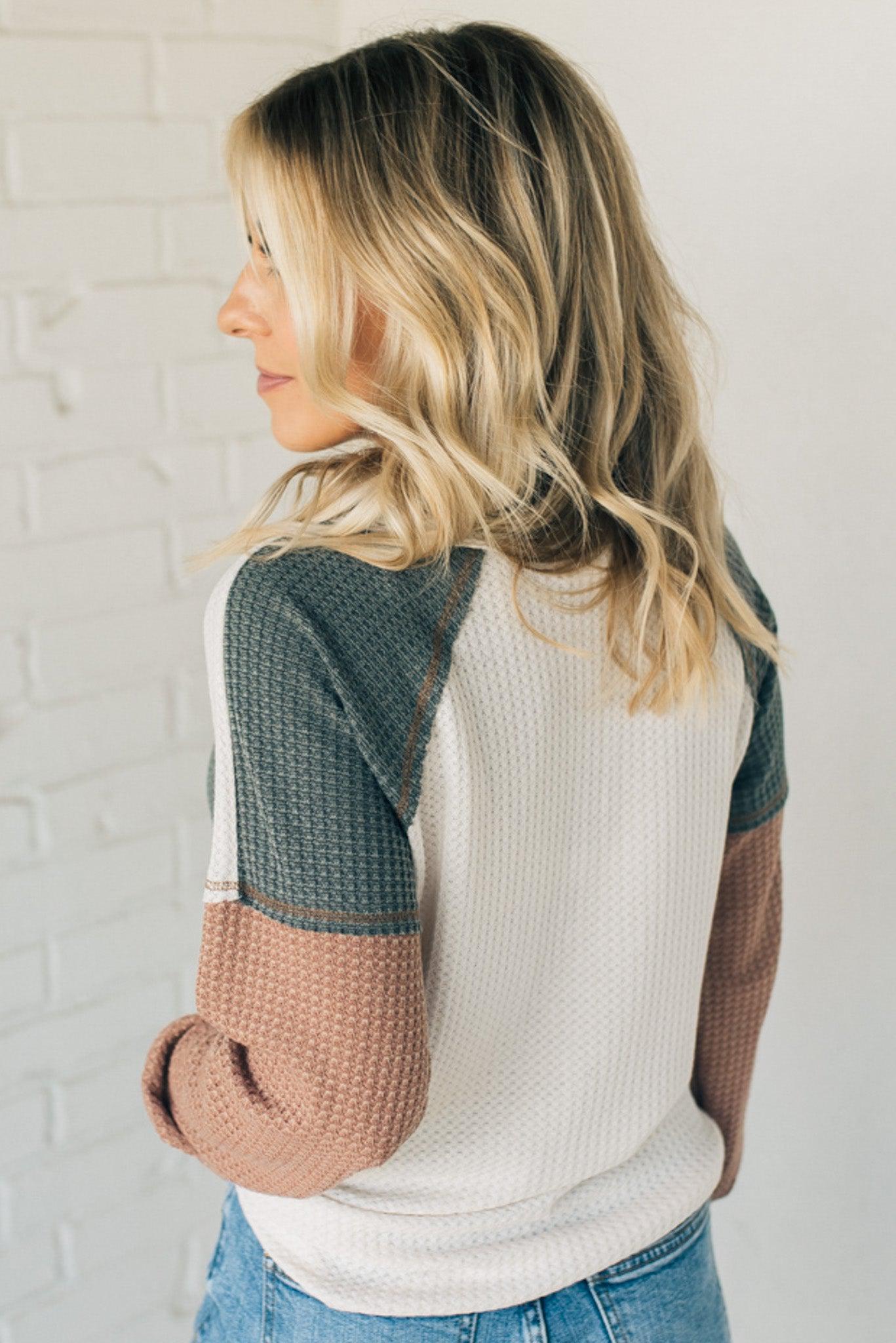 Two Tone Waffle Knit Top