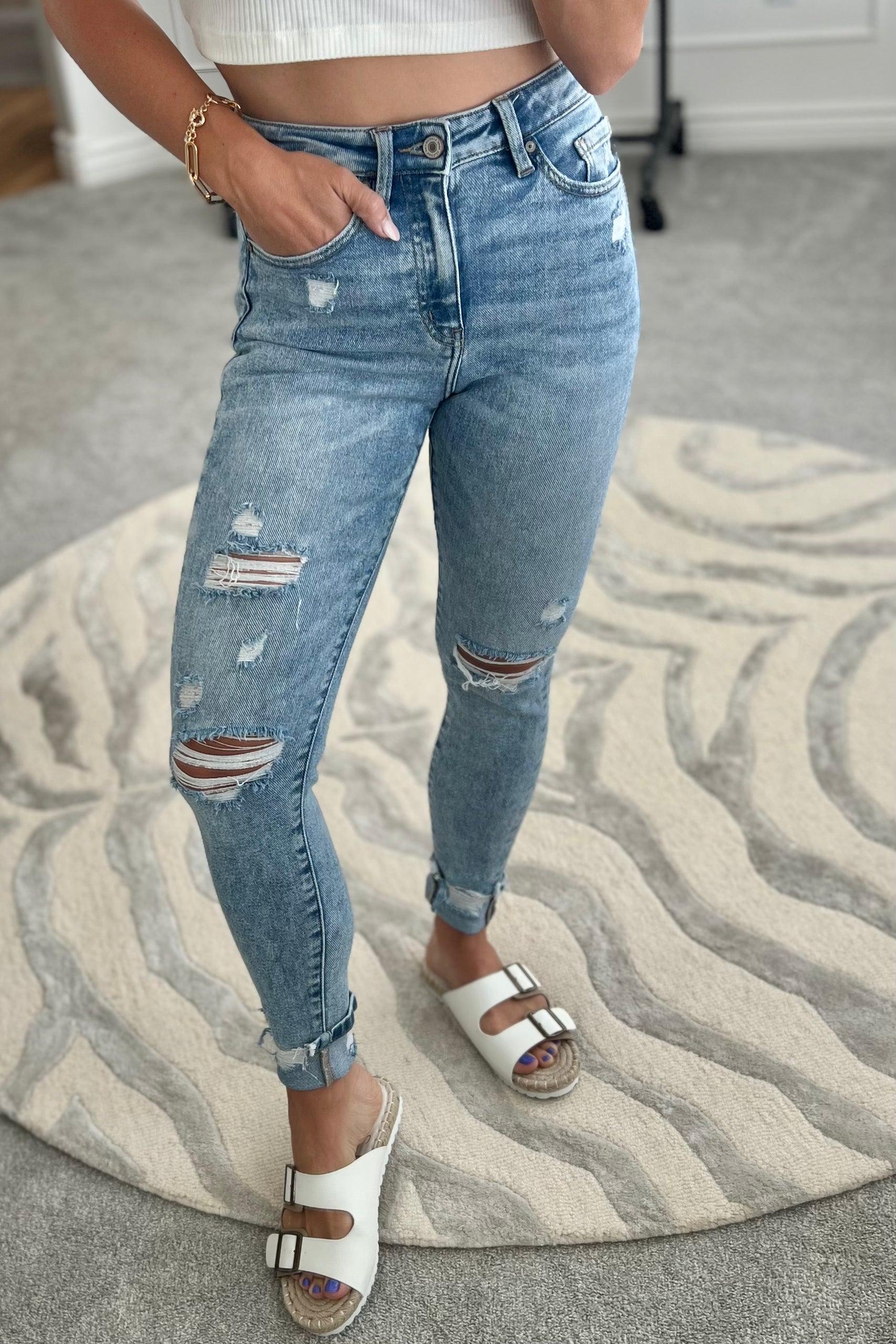 Alexis Cuffed Ankle Slim Fit Jeans – RubyClaire Boutique