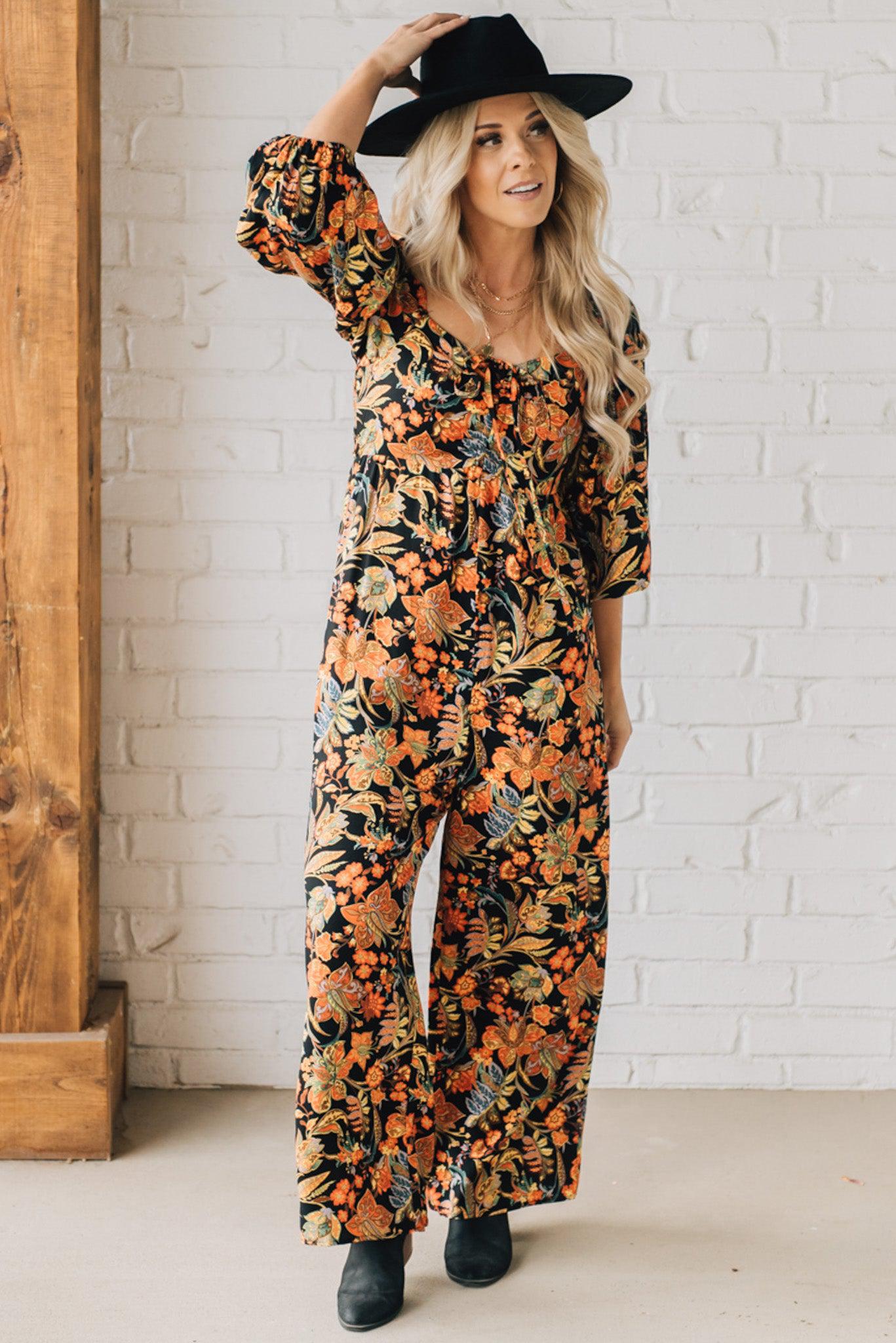 Bold Floral Sweetheart Jumpsuit – RubyClaire Boutique