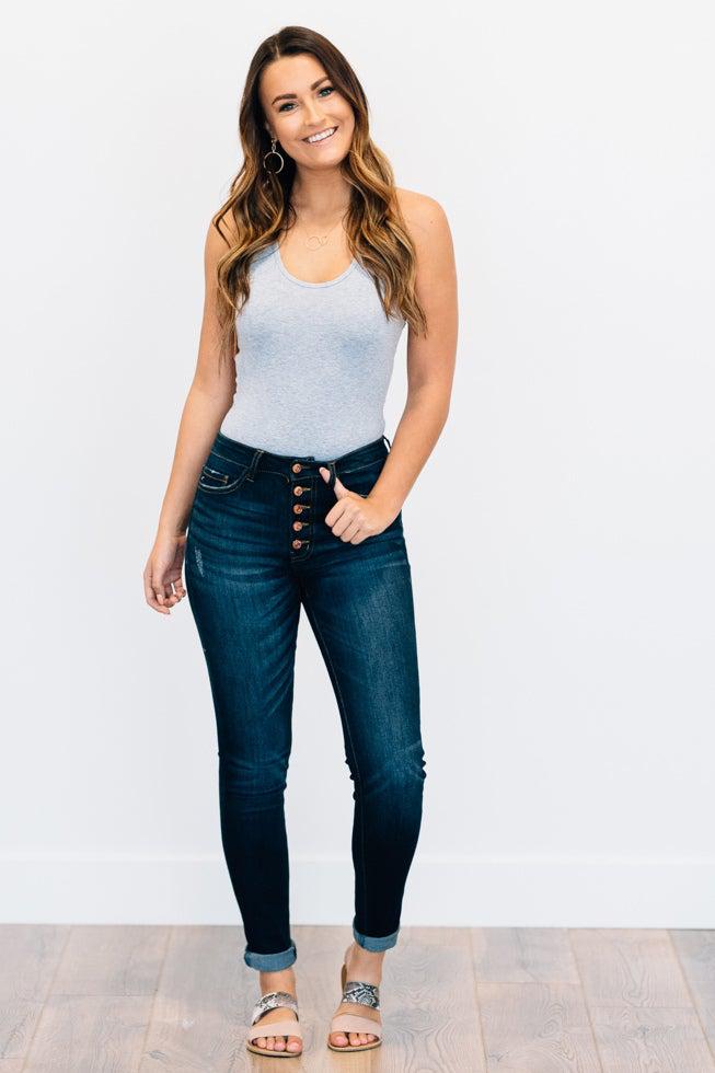 Cassidy Button Fly Jeans
dark-wash-denim-jeans-button-fly-pants-kancan