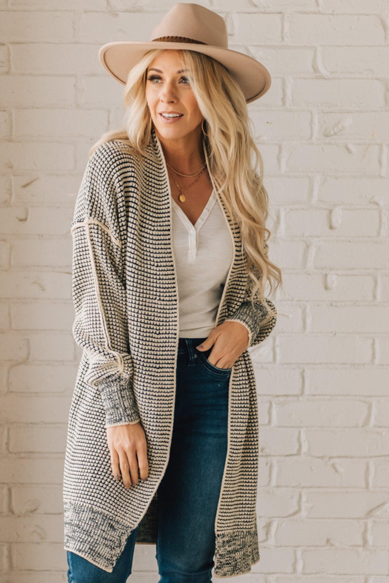 Tres Cozy Light Brown Chunky Cable Knit Oversized Cardigan