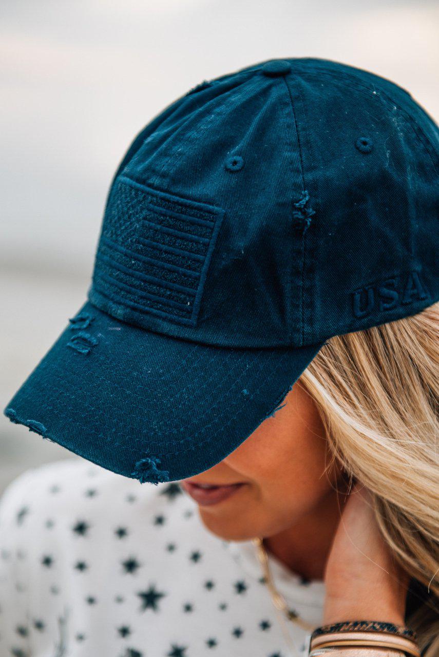 navy american flag hat