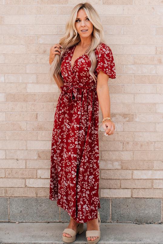 Double Side Slit Printed Midi