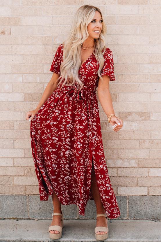 Double Side Slit Printed Midi