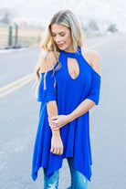 Flowy Open Shoulder Tunic | Royal
open-shoulder-top-with-keyhole-cut-out-detail-back-button-closure