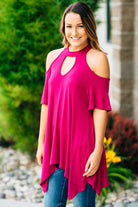 Flowy Open Shoulder Tunic | Magenta