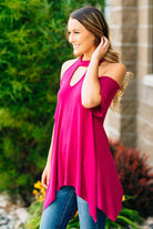 Flowy Open Shoulder Tunic | Magenta