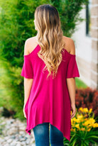 Flowy Open Shoulder Tunic | Magenta