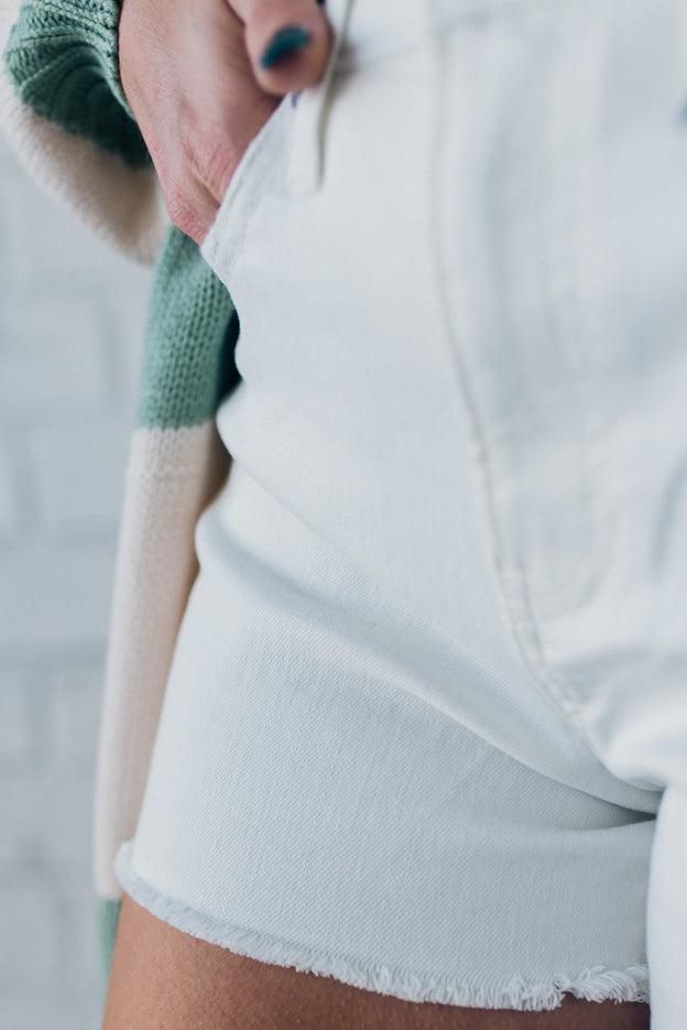 Lina Distressed White Shorts