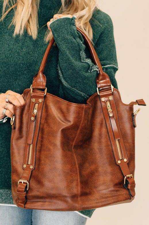 zipper detail faux leather purse