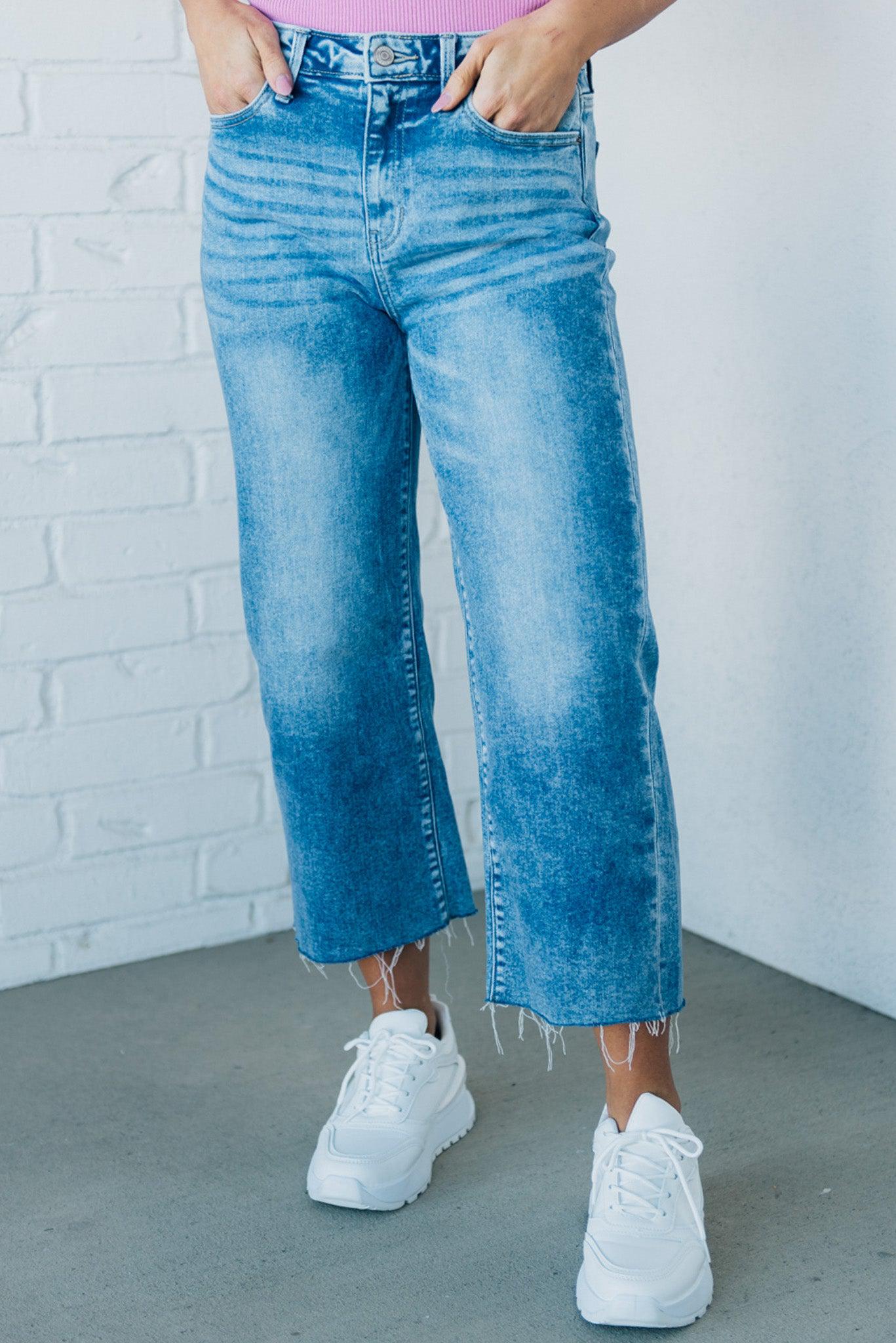 Maya Scissor Cut Wide Leg Crop Jeans