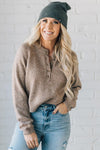 Raglan Sleeve Henley Sweater