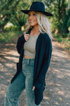 Ribbed Accent Open Front Cardigan