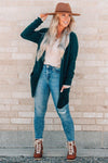 Ribbed Accent Open Front Cardigan