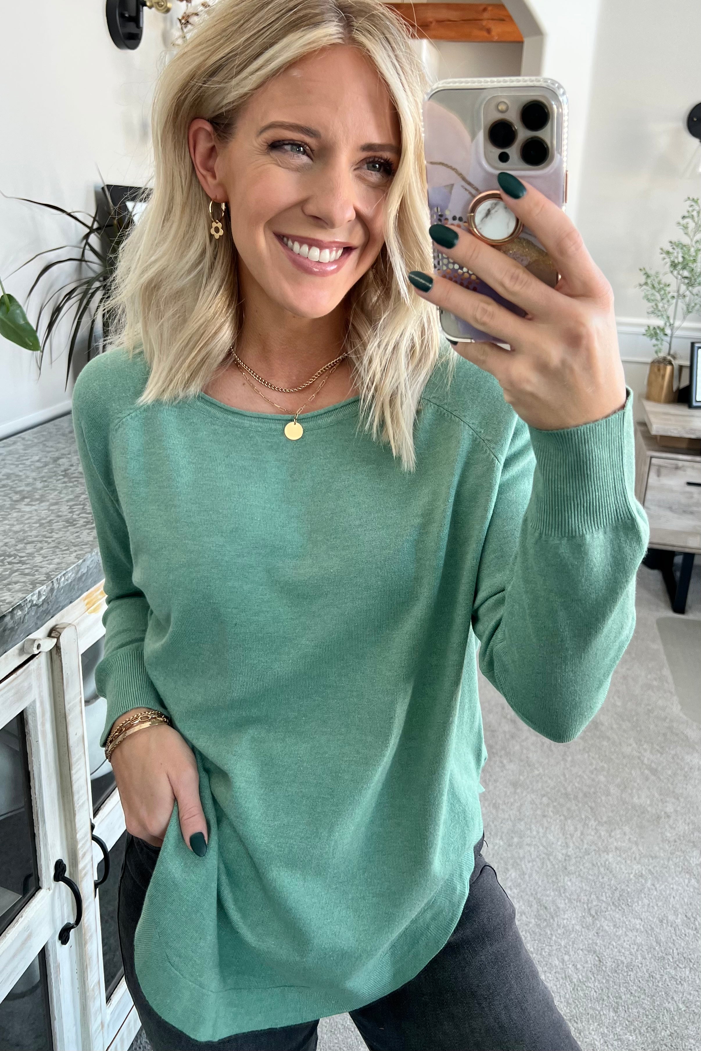 Rounded Hem Ultra Soft Sweater