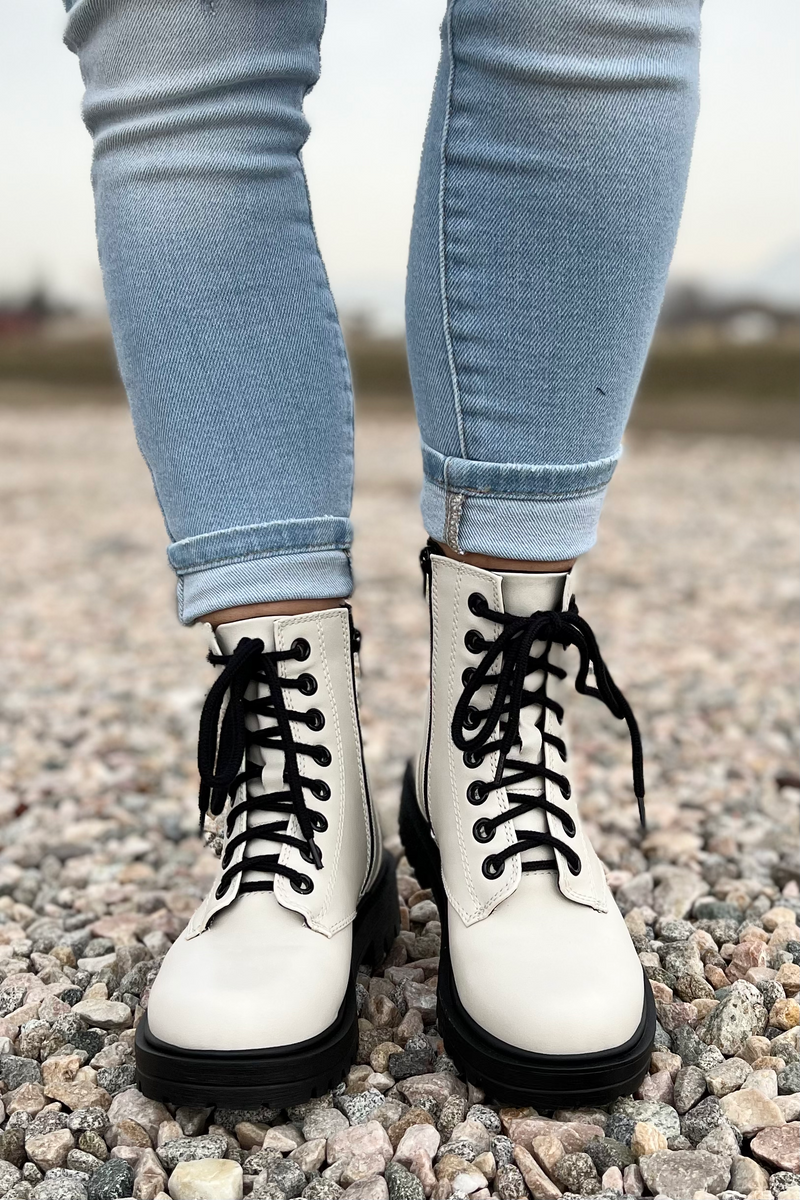 White top army boots
