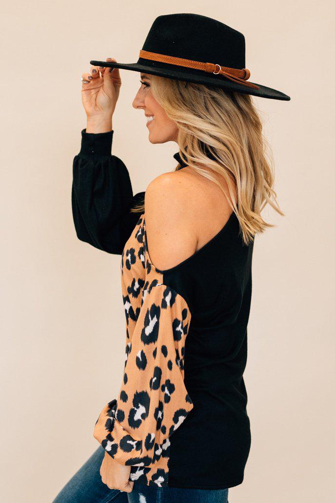 cold shoulder leopard top in boutique