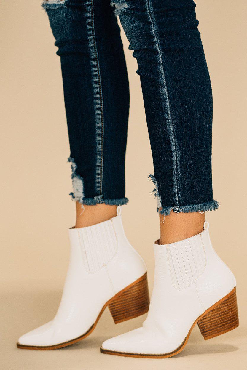 white ankle booties