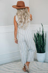 Stripe Tie Waist Jumpsuit